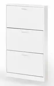 Schuhschrank mit 3 Fächern - ca. 59x17x105cm - Weiß