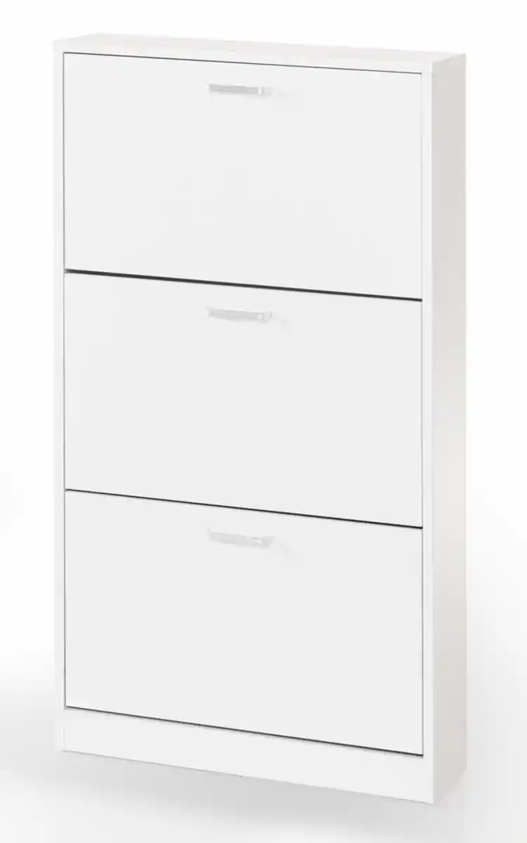 Bild 1 von Schuhschrank mit 3 Fächern - ca. 59x17x105cm - Weiß