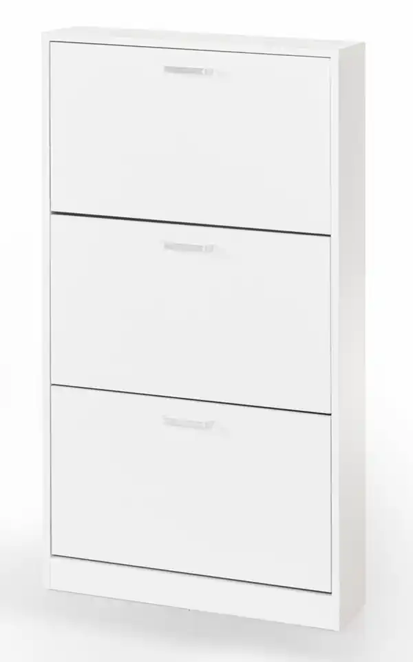 Bild 1 von Schuhschrank mit 3 Fächern - ca. 59x17x105cm - Weiß