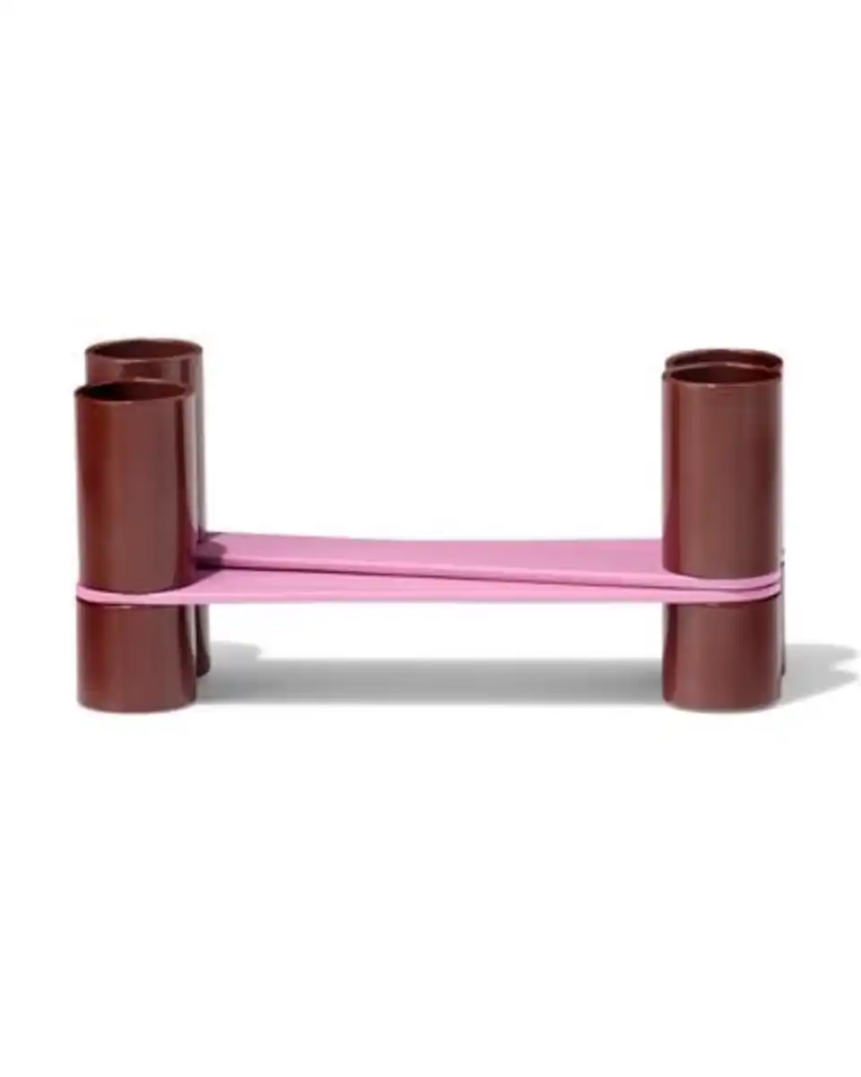 Bild 4 von Kerzenständer 15 x 7 cm, Metall, Zickzack, Weinrot