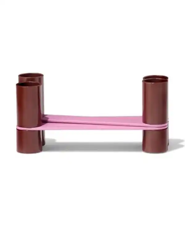 Bild 4 von Kerzenständer 15 x 7 cm, Metall, Zickzack, Weinrot