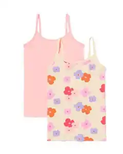 Kinderhemden, gerippt, geblümt – 2 Stück hellrosa