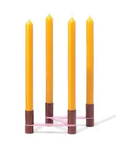 Kerzenständer 15 x 7 cm, Metall, Zickzack, Weinrot