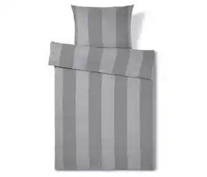 Edelflanell-Bettwäsche, grau gestreift, Normalgröße