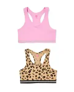 Kinder-Crop-Shirts Leopard – 2 Stück braun