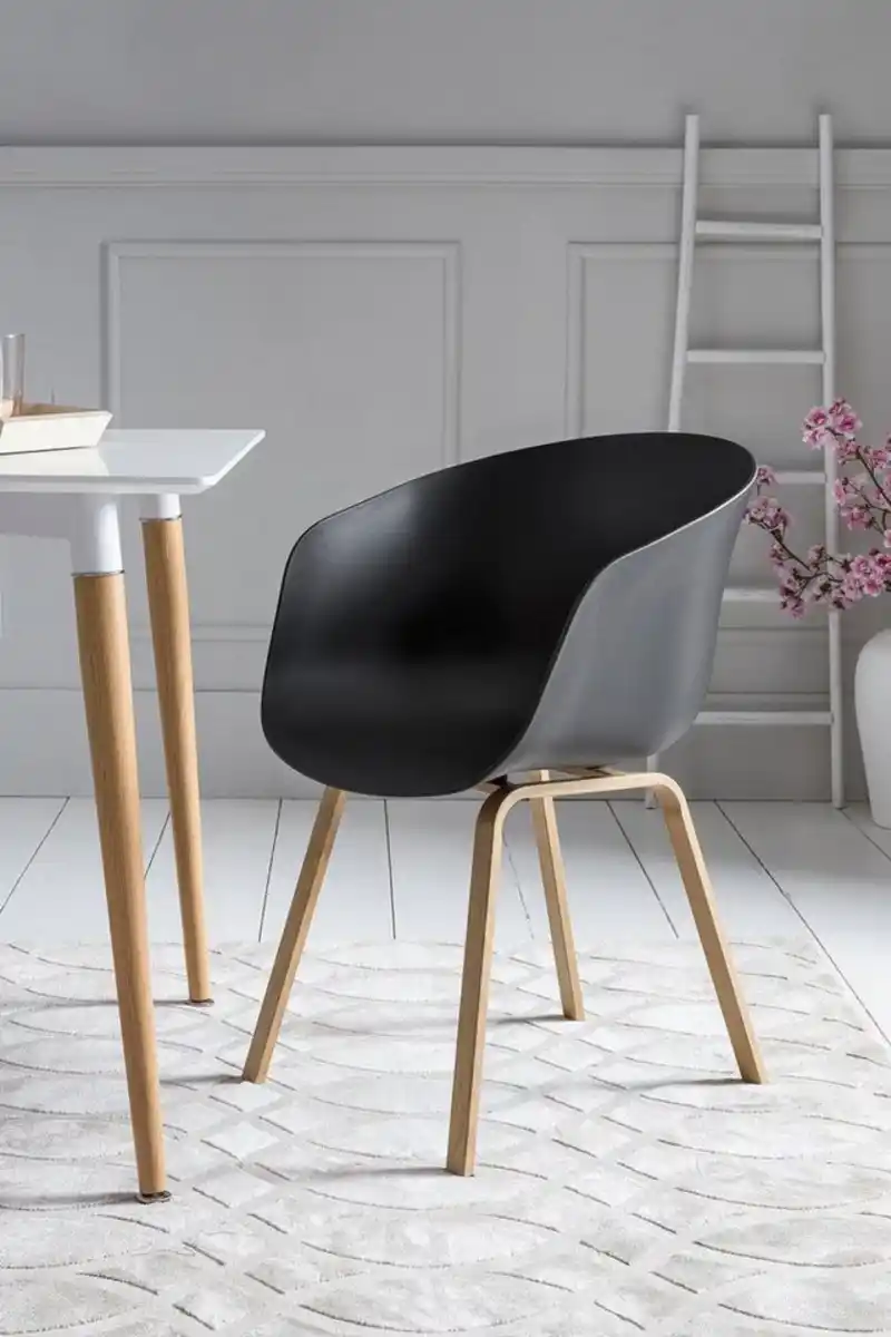 Bild 1 von SalesFever Schalenstuhl Lund Designer Esszimmerstuhl im 2er-Set (Set, 2 St), Zweier-Set: Metallbeine mit edler Holzoptik