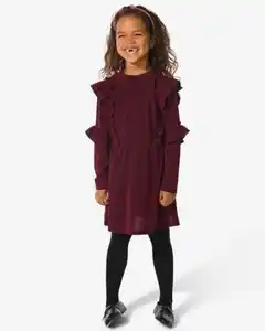 Kinderkleid mit Rüschen und Glitzer bordeauxrot