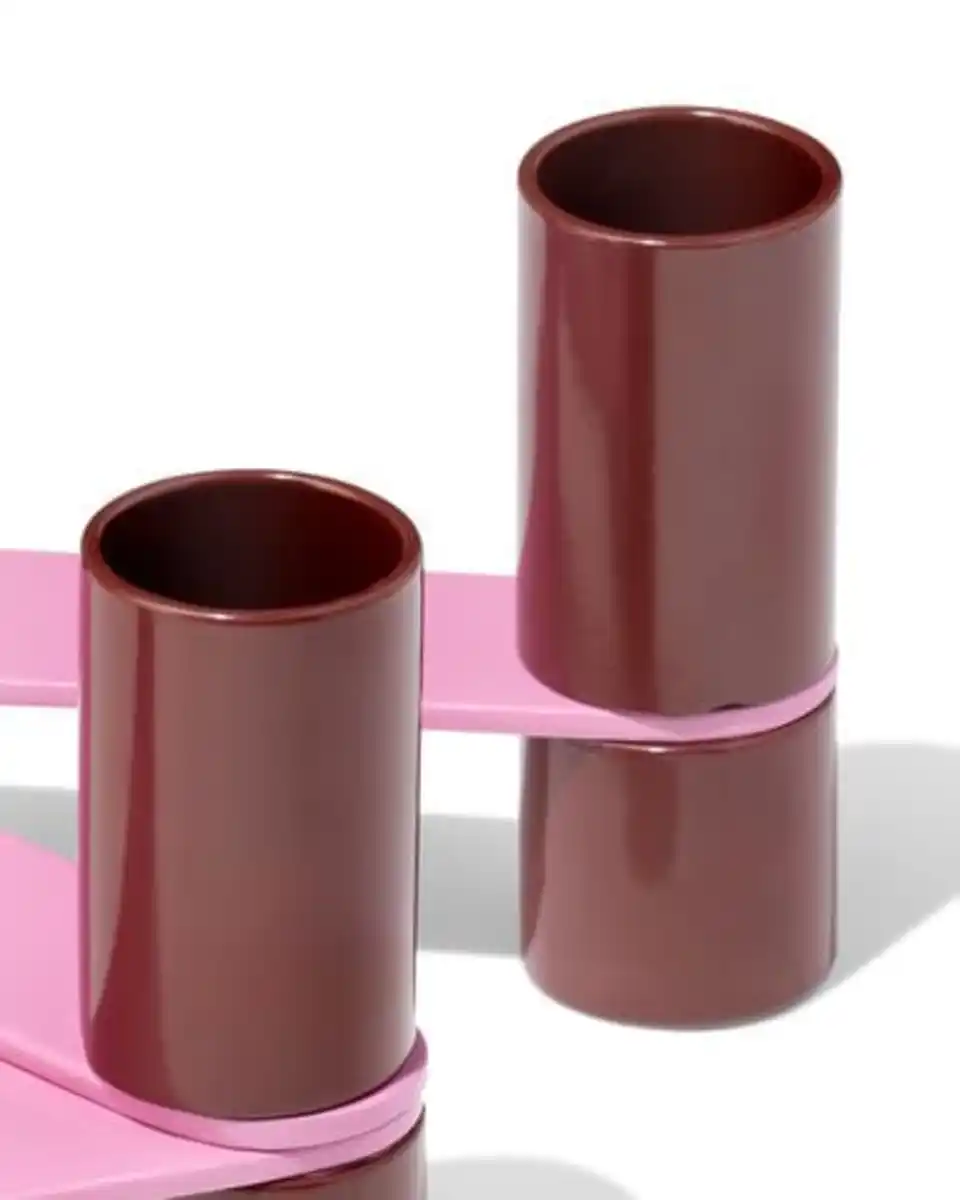 Bild 3 von Kerzenständer 15 x 7 cm, Metall, Zickzack, Weinrot