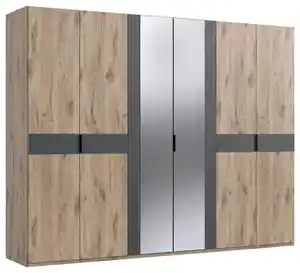 Drehtürenschrank Bergamo Graphit-/Eichefarben, Graphitfarben, Eichefarben