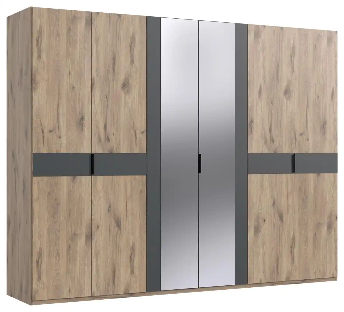 Bild 1 von Drehtürenschrank Bergamo Graphit-/Eichefarben, Graphitfarben, Eichefarben