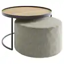 Bild 1 von Novel Couchtischset Collare Sets, Eiche, Beige, Textil, 2-teilig, Eiche, massiv, rund, C-Form, 80x49x80 cm, Wohnzimmer, Wohnzimmertische, Satztische