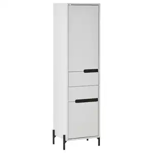 Mid.you Hochschrank, Schwarz, Weiß, Holzwerkstoff, 3 Fächer, 1 Schubladen, 40x155x35 cm, stehend, Badezimmer, Badezimmerschränke, Hochschränke