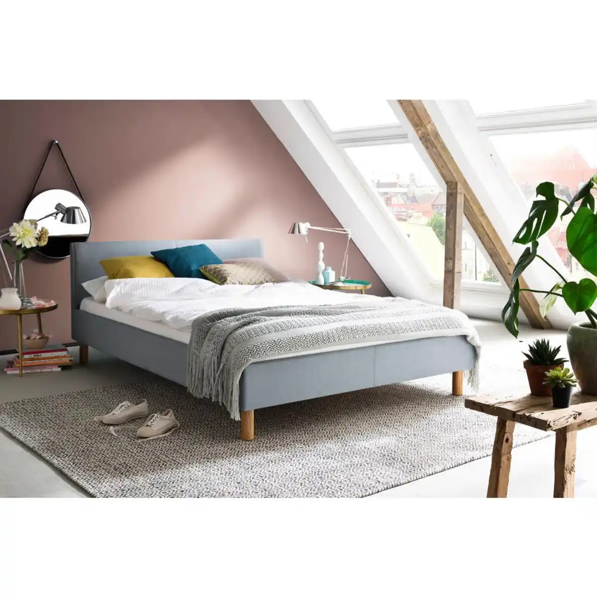 Bild 1 von Livetastic Polsterbett Lena, Hellblau, Textil, Esche, 140x200 cm, Reach, für Lattenrost geeignet, Schlafzimmer, Betten, Polsterbetten