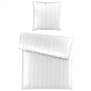 Novel Bettwäsche Dobby, Weiß, Textil, Streifen, 155x220 cm, Oeko-Tex® Standard 100, atmungsaktiv, hautfreundlich, saugfähig, 100% feinster Baumwollsatin mit Seiden-Finish, edel glänzend, Schlaft