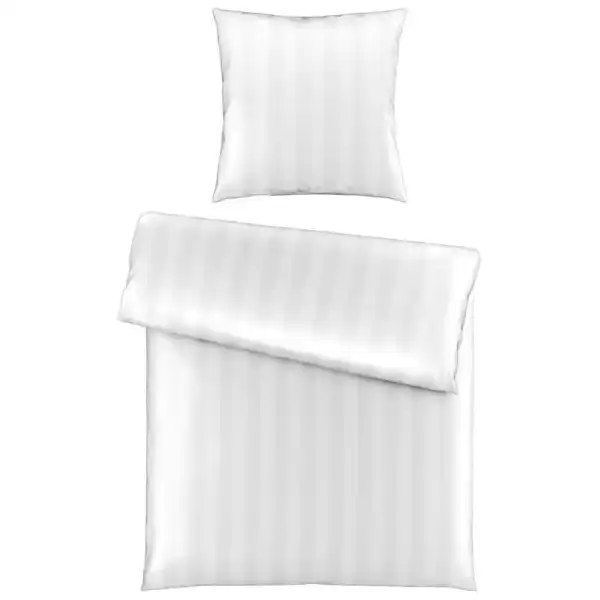 Bild 1 von Novel Bettwäsche Dobby, Weiß, Textil, Streifen, 155x220 cm, Oeko-Tex® Standard 100, atmungsaktiv, hautfreundlich, saugfähig, 100% feinster Baumwollsatin mit Seiden-Finish, edel glänzend, Schlaft