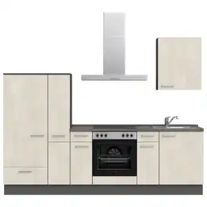 Nobilia Küchenleerblock Riva, Weiß, Schiefer, Metall, 3 Schubladen, nur wie online abgebildet bestellbar, 270 cm, Blauer Engel, Pefc, Goldenes M, Made in Germany, DGM-Klimapakt, seitenverkehrt erh