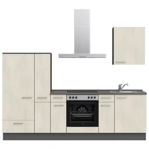 Bild 1 von Nobilia Küchenleerblock Riva, Weiß, Schiefer, Metall, 3 Schubladen, nur wie online abgebildet bestellbar, 270 cm, Blauer Engel, Pefc, Goldenes M, Made in Germany, DGM-Klimapakt, seitenverkehrt erh