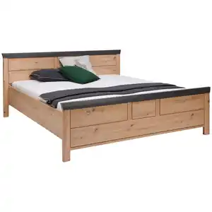 Hom`in Bett, Dunkelgrau, Eiche Artisan, 140x200 cm, in verschiedenen Holzdekoren erhältlich, Größen erhältlich, Schlafzimmer, Betten, Einzelbetten