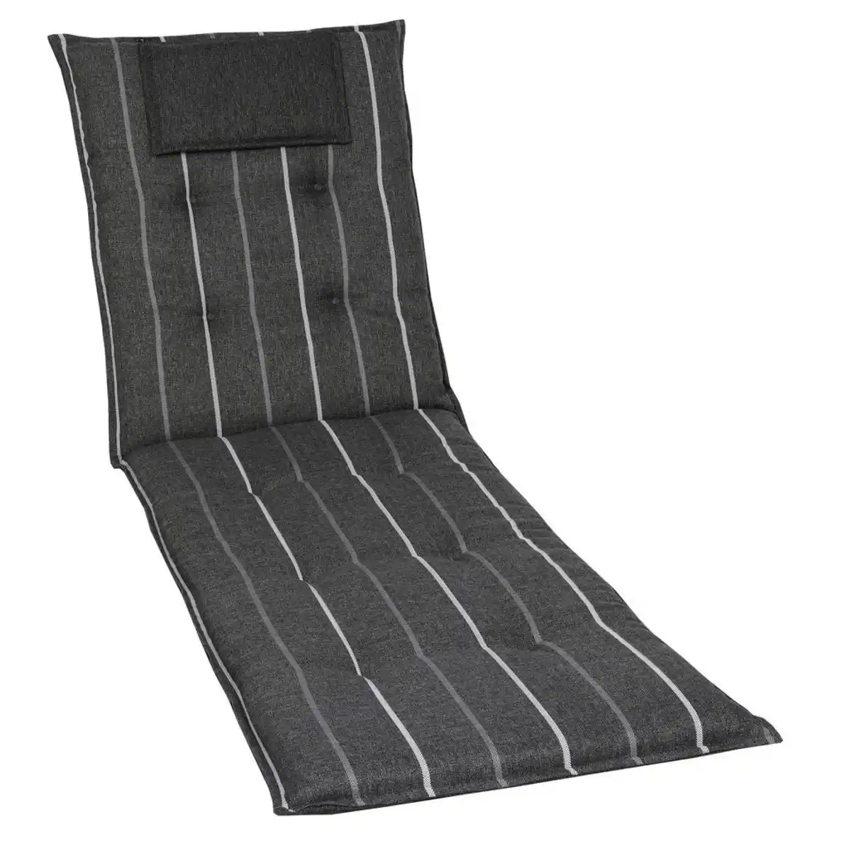Bild 1 von Liegenauflage, Anthrazit, Grau, Textil, Streifen, Füllung: Schaumstoff, Vlies, 60x7x190 cm, mittels Bändern zu befestigen, Gurtband befestigen, Outdoor-Kissen, Liegenauflagen