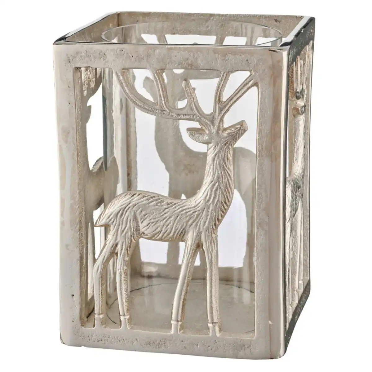 Bild 1 von Windlicht, Silber, Metall, 21x16x16 cm, Dekoration, Weihnachtsdekoration, Winterdeko