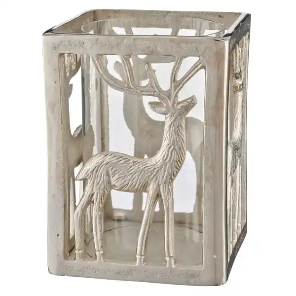 Bild 1 von Windlicht, Silber, Metall, 21x16x16 cm, Dekoration, Weihnachtsdekoration, Winterdeko
