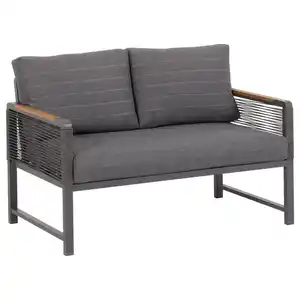 Ambia Garden Loungesofa, Natur, Dunkelgrau, Metall, Kunststoff, Textil, 2-Sitzer, Füllung: Schaumstoff, Polyester,Polyester, einzeln stellbar, 120x72x73 cm, Loungemöbel, Gartensofas