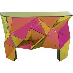 Kare-Design Konsole, Orange, Pink, Holz, Glas, Eukalyptusholz, 127x81x39 cm, Wohnzimmer, Wohnzimmertische, Konsolentische