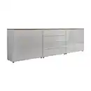 Bild 1 von Mid.you Sideboard Mailand Set 5, Weiß, Eiche Artisan, Weiß Hochglanz, Holzwerkstoff, 6 Fächer, 4 Schubladen, 237x73x33 cm, Made in Germany, erweiterbar, stehend, Wohnzimmer, Kommoden & Sideboards,