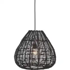 Hängeleuchte PR Home Adelle, Schwarz, Naturmaterialien, 43x39x43 cm, Lampen & Leuchten, Innenbeleuchtung, Hängelampen, Esstischlampen