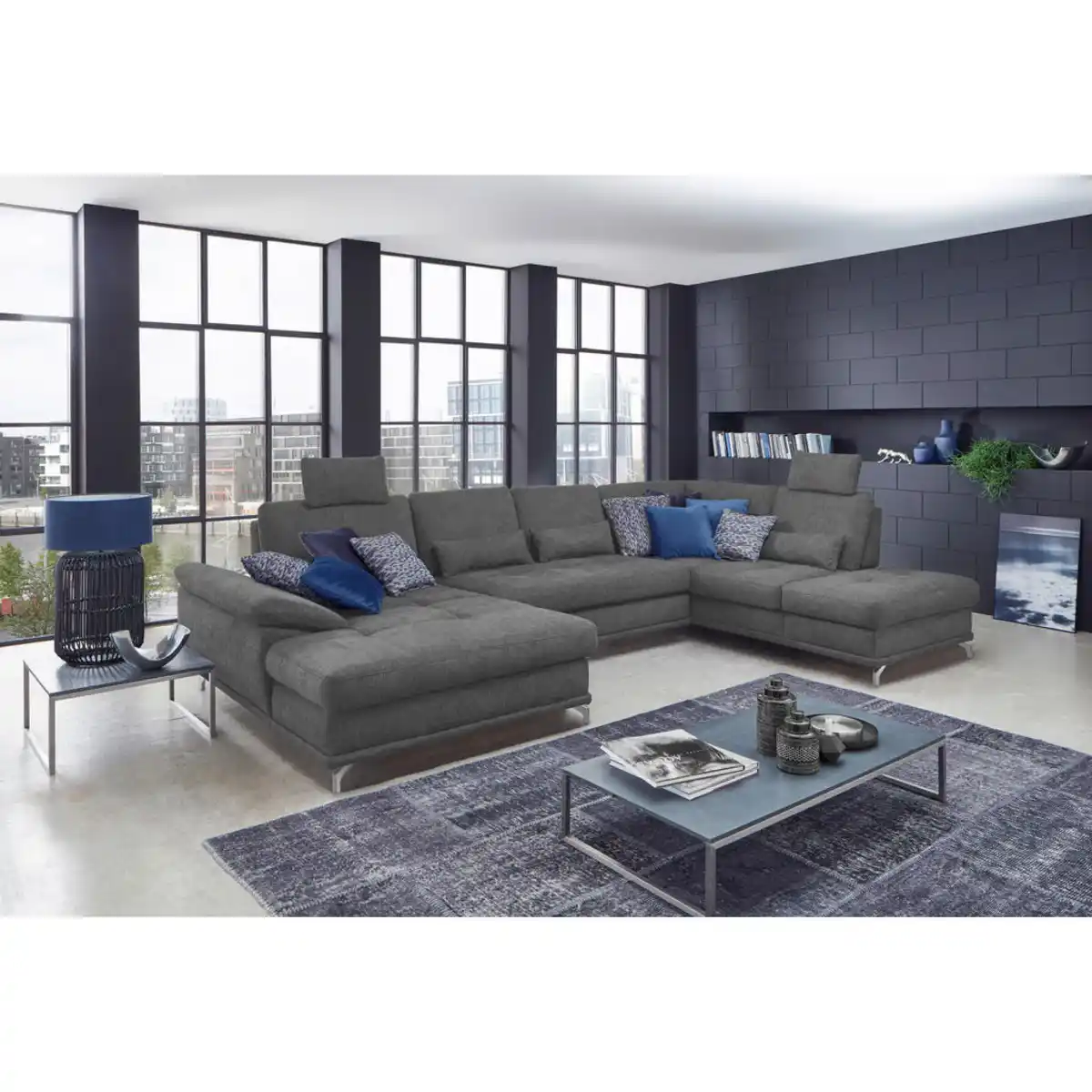 Bild 1 von Sit & More Wohnlandschaft, Grau, Textil, 7-Sitzer, Ottomane rechts, U-Form, 363x223 cm, Goldenes M, Oeko-Tex® Standard 100, Made in Europe, DGM-Klimapakt, Schlafen auf Sitzhöhe, Rücken echt, Armte