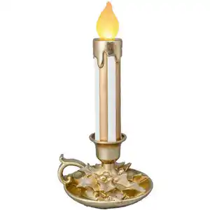 X-Mas Led-Kerze, Weiß, Gold, Kunststoff, 14 mm, 18.2x37.5x17.1 cm, RoHS, CE, Dekoration, Kerzen & Zubehör, LED Kerzen