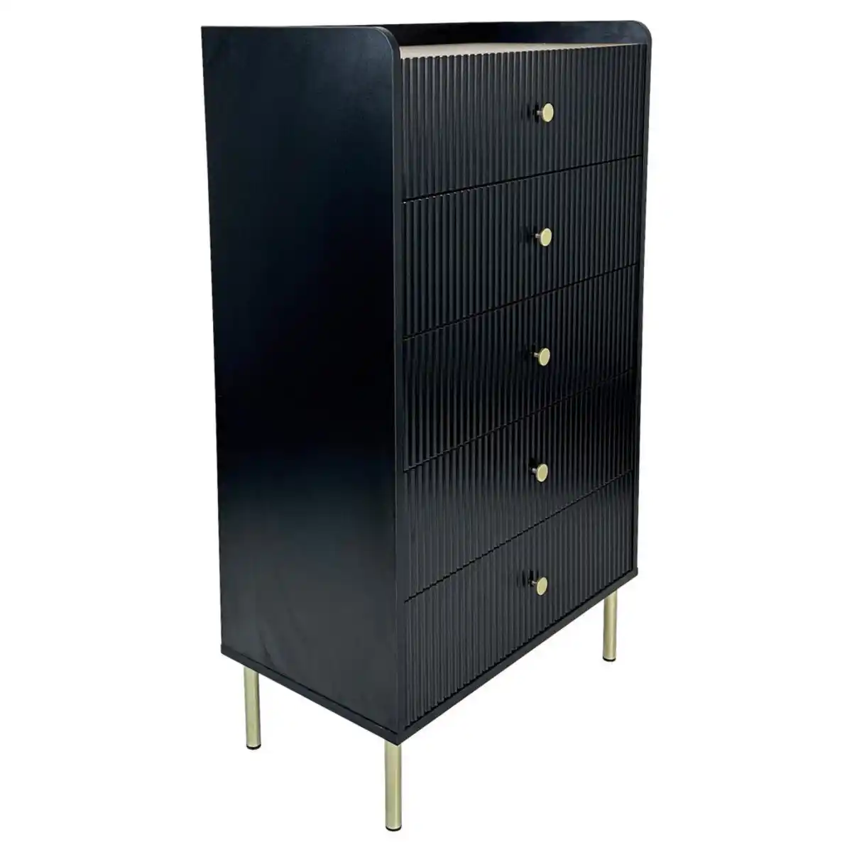 Bild 1 von Xora Kommode Snow, Schwarz, Eiche, Metall, 5 Schubladen, 70x121.6x40 cm, stehend, Wohnzimmer, Kommoden & Sideboards, Kommoden