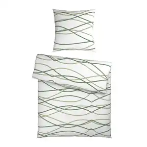 Bettwäsche Welle Hellgrün/Weiß ca. 135x200, Weiß, Hellgrün