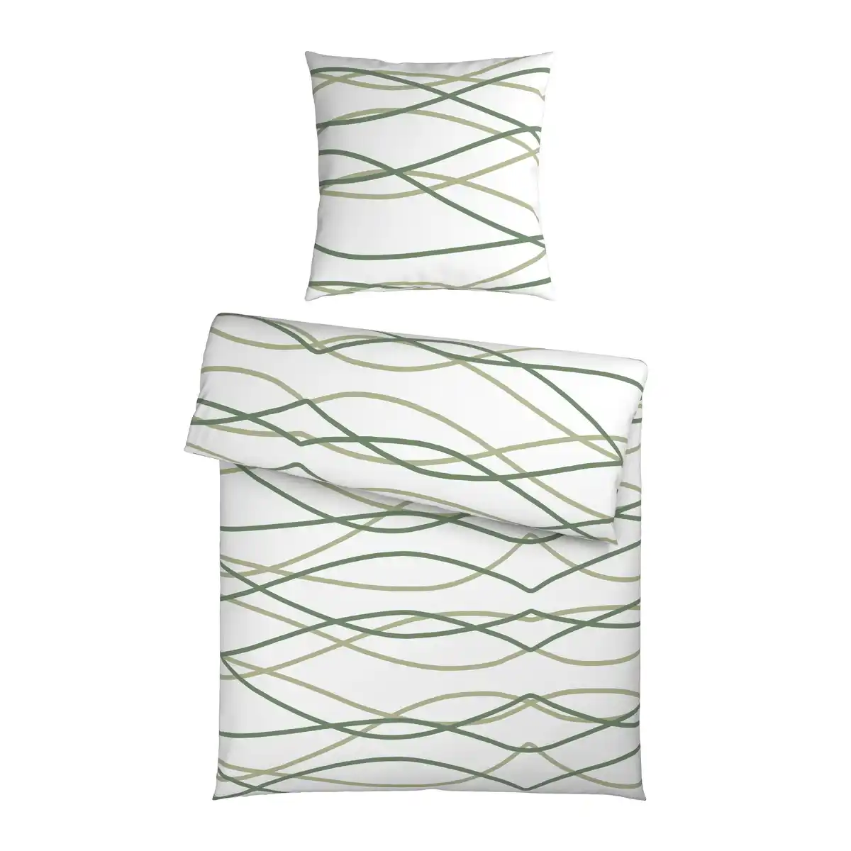 Bild 1 von Bettwäsche Welle Hellgrün/Weiß ca. 135x200, Weiß, Hellgrün