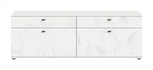 Lowboard Stone Weiß Marmoroptik, Weiß