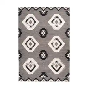 Novel Flachwebeteppich, Grau, Textil, Retro, rechteckig, 160x230 cm, pflegeleicht, Teppiche & Böden, Teppiche, Webteppiche