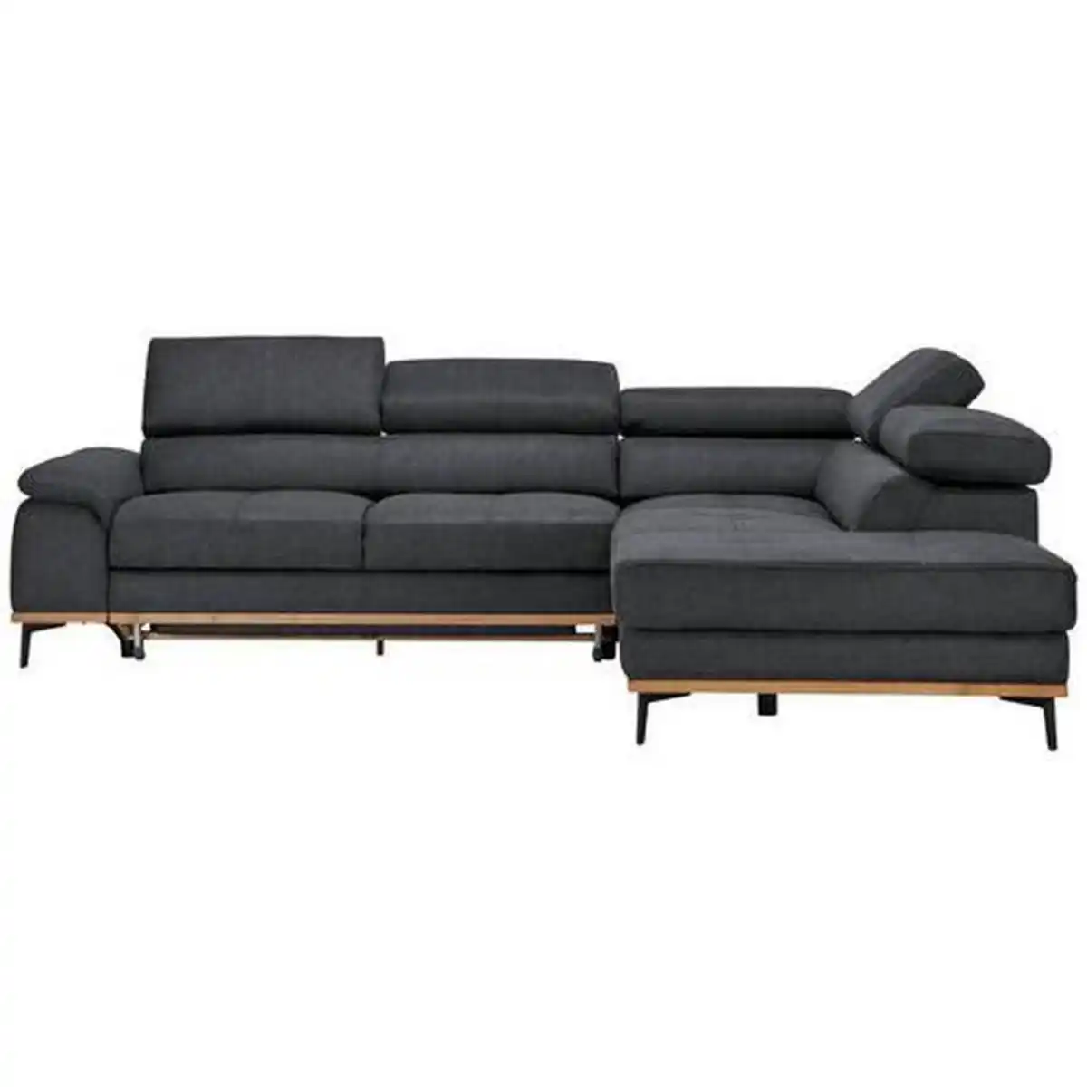 Bild 1 von Novel Ecksofa, Dunkelgrau, Holz, Textil, Eiche, 5-Sitzer, Ottomane rechts, L-Form, 282x226 cm, Stoffauswahl, seitenverkehrt erhältlich, Wohnzimmer, Sofas & Couches, Wohnlandschaften, Ecksofas