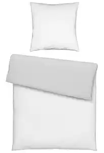 Bettwäsche Twill Streif Weiss/Hellgrau ca. 135x200cm, Weiß, Hellgrau