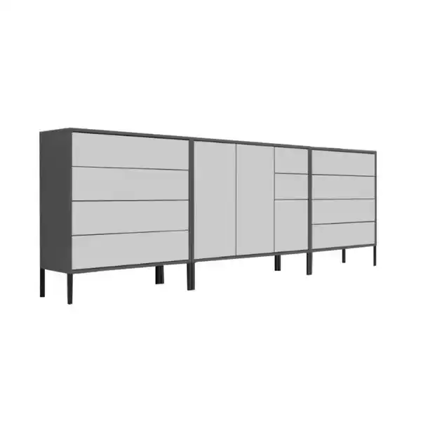 Bild 1 von Mid.you Sideboard, Anthrazit, Weiß, Holzwerkstoff, 1 Fächer, 10 Schubladen, 263.5x86x33 cm, Made in Germany, erweiterbar, stehend, in verschiedenen Größen erhältlich, Wohnzimmer, Kommoden & Side