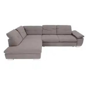 Xora Ecksofa, Hellgrau, Textil, 5-Sitzer, Ottomane links, L-Form, 313x242 cm, Goldenes M, Typenauswahl, Bettkasten erhältlich, Fußauswahl, Stoffauswahl, Armteilvarianten, seitenverkehrt Bettfunktio