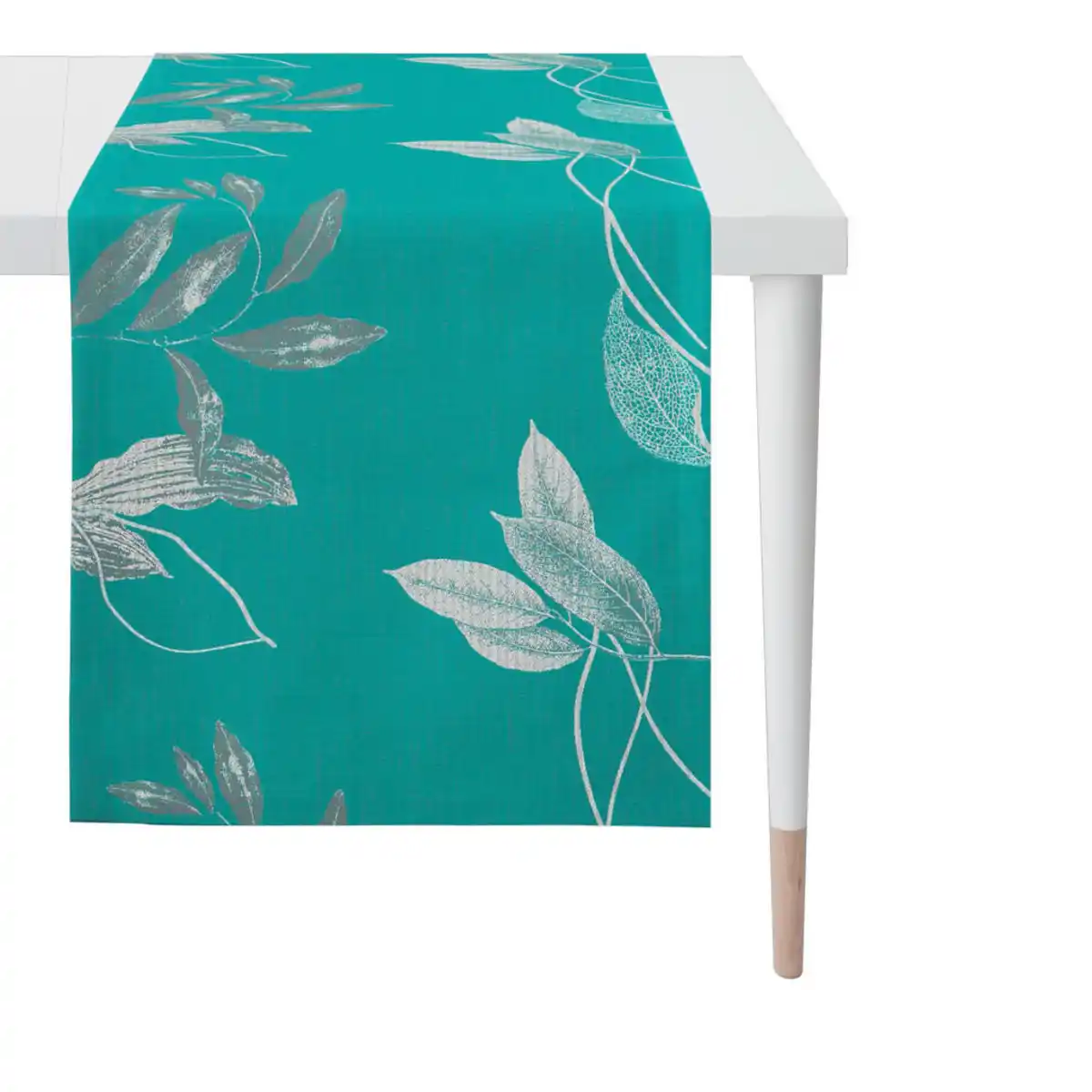 Bild 1 von Ambiente Tischläufer Loft Style, Türkis, Textil, Blätter, rechteckig, 48x140 cm, Oeko-Tex® Standard 100, Wohntextilien, Tischwäsche, Tischläufer