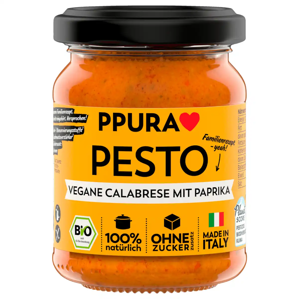 Bild 1 von PPura Bio Pesto Calabrese mit Paprika vegan 120g