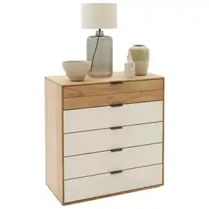Valnatura Kommode, Eiche, Kaschmir, Metall, Eiche, massiv, 5 Schubladen, 92x94.2x44 cm, in verschiedenen Holzarten erhältlich, Größen erhältlich, Wohnzimmer, Kommoden & Sideboards, Kommoden
