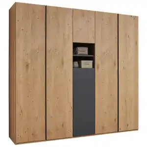 Dieter Knoll Drehtürenschrank Neva, Eiche, Anthrazit, Metall, furniert, 8 Fächer, 200.1x229.4x59.5 cm, Schlafzimmer, Kleiderschränke, Drehtürenschränke