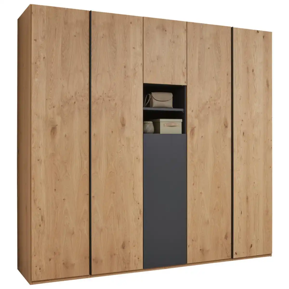Bild 1 von Dieter Knoll Drehtürenschrank Neva, Eiche, Anthrazit, Metall, furniert, 8 Fächer, 200.1x229.4x59.5 cm, Schlafzimmer, Kleiderschränke, Drehtürenschränke