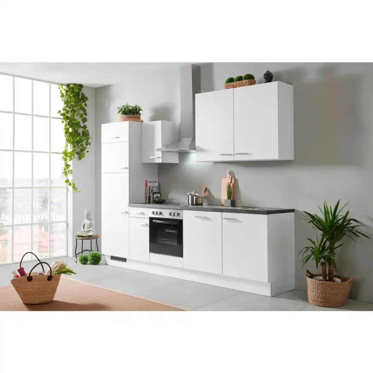 Bild 1 von Impuls Küchenleerblock IP 1200, Schwarz, Hellgrau, Metall, 1 Schubladen, nur wie online abgebildet bestellbar, 280 cm, seitenverkehrt erhältlich, vormontierter Korpus, Küchen, Küchenzeilen & Küc