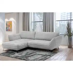 Livetastic Ecksofa Samoa, Hellgrau, Textil, 3-Sitzer, Füllung: Silikon, Schaumstoffflocken, Ottomane links, L-Form, 282x187 cm, Made in EU, Liegefunktion, Schlafen auf Sitzhöhe, Rücken echt, Wohnz