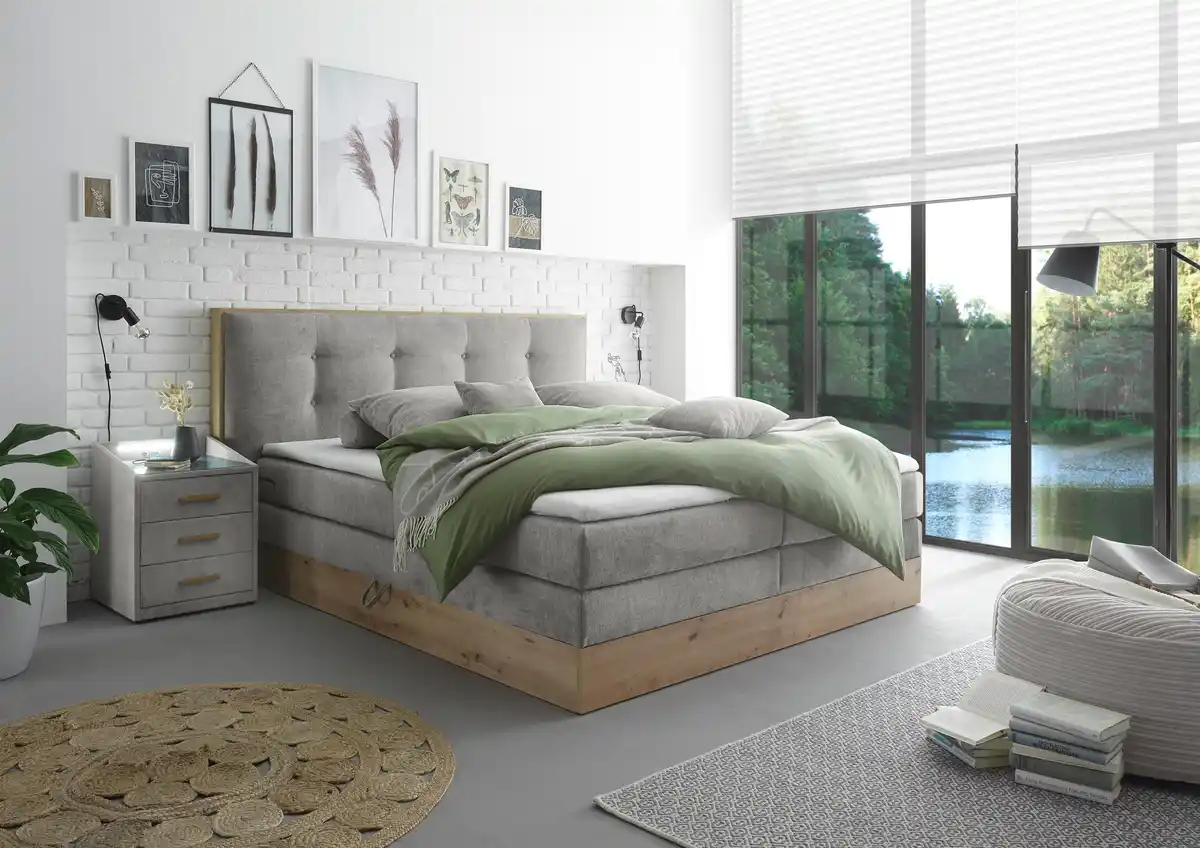 Bild 1 von Boxspringbett Preston ca. 180x200 Hellgrau, Hellgrau