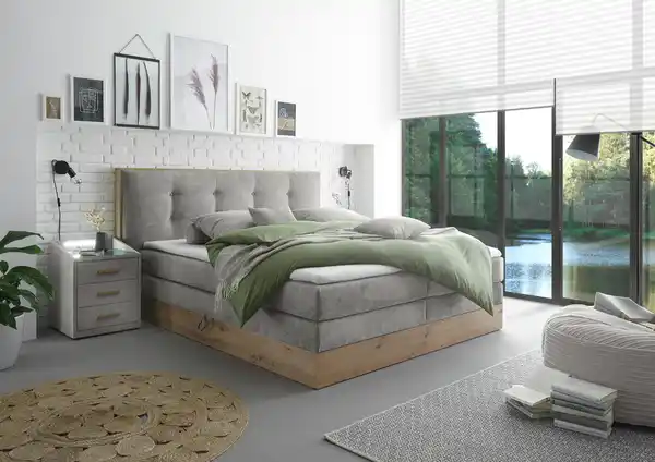 Bild 1 von Boxspringbett Preston ca. 180x200 Hellgrau, Hellgrau