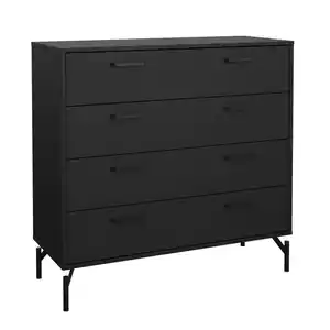 Best Price Sideboard, Schwarz, Metall, 4 Schubladen, 98.7x95.8x39.8 cm, FSC Mix, Made in Denmark, in verschiedenen Größen erhältlich, stehend, Wohnzimmer, Kommoden & Sideboards, Sideboards